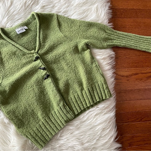 Habitat Sweaters - Habitat Three Button Cardigan Green Sweater Size M/L Boho Cozy Long Sleeves